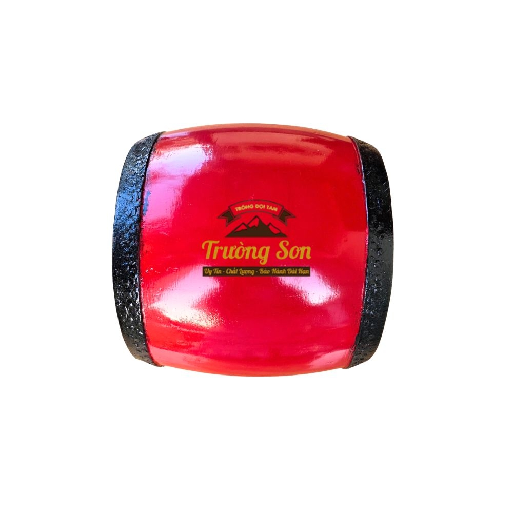 Trống Đế 18×18cm Tang Ghép Gỗ Mít Sơn Đỏ – Mặt Da Trâu