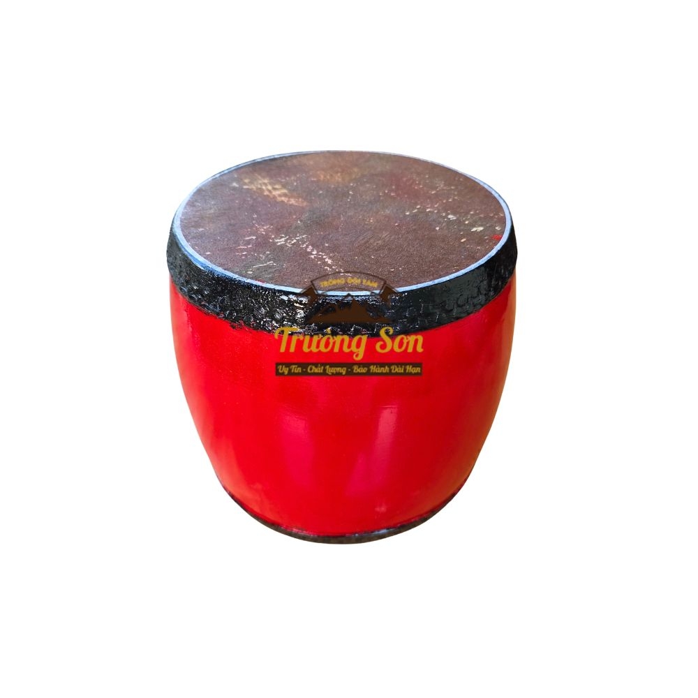 Trống Đế 18×18cm Tang Ghép Gỗ Mít Sơn Đỏ – Mặt Da Trâu