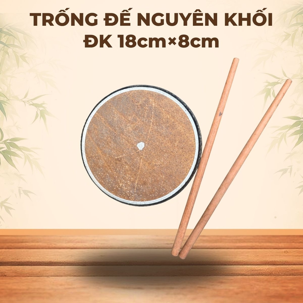 Trống Đế Nguyên Khối 18×8cm Gỗ Mít Da Trâu