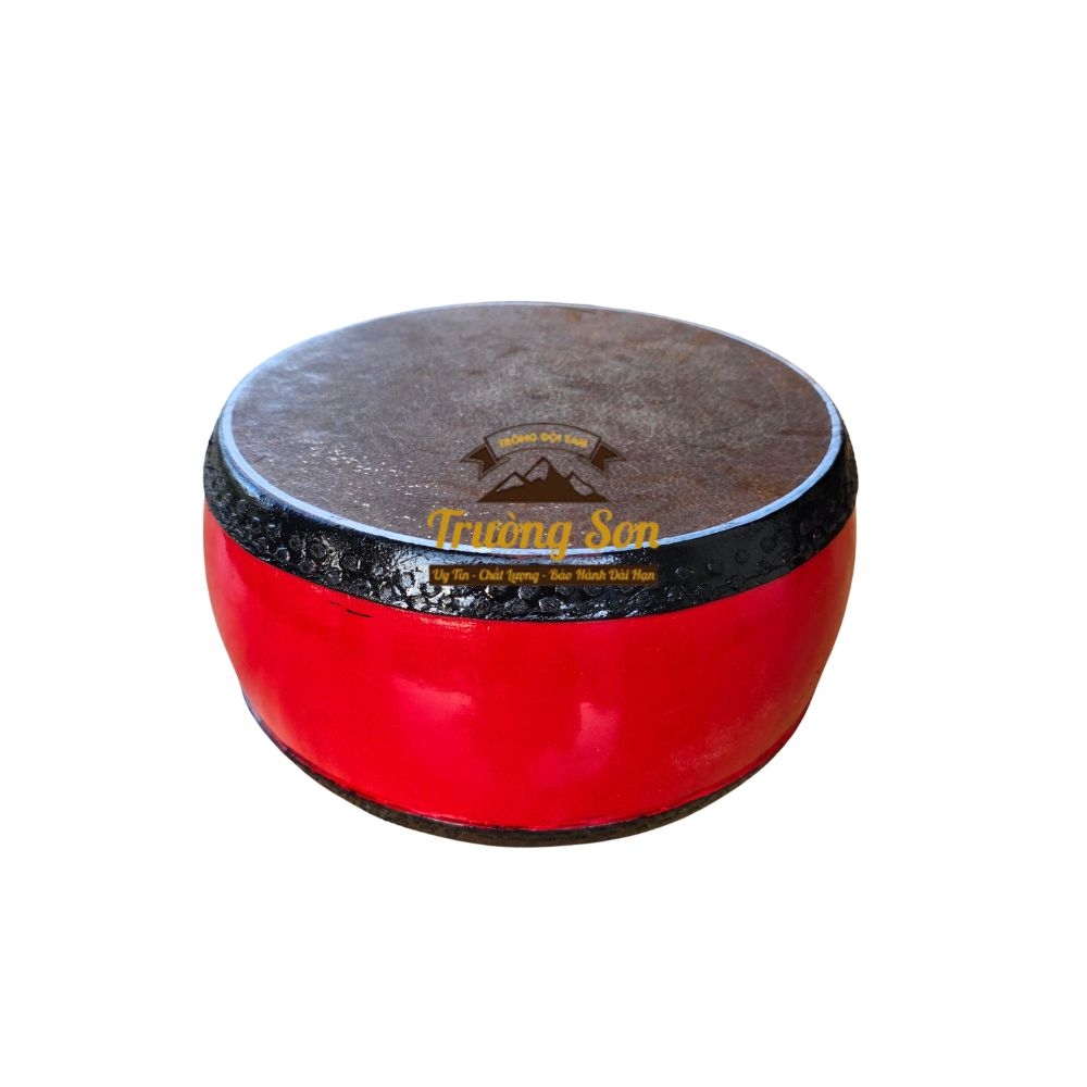 Trống Đế 20×10cm Tang Ghép Gỗ Mít Sơn Đỏ – Mặt Da Trâu