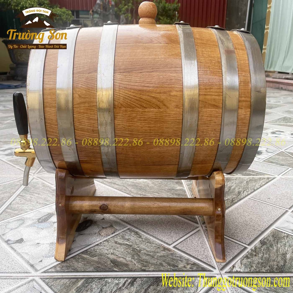 Thùng gỗ sồi 20 lít vòi mạ crom cao cấp