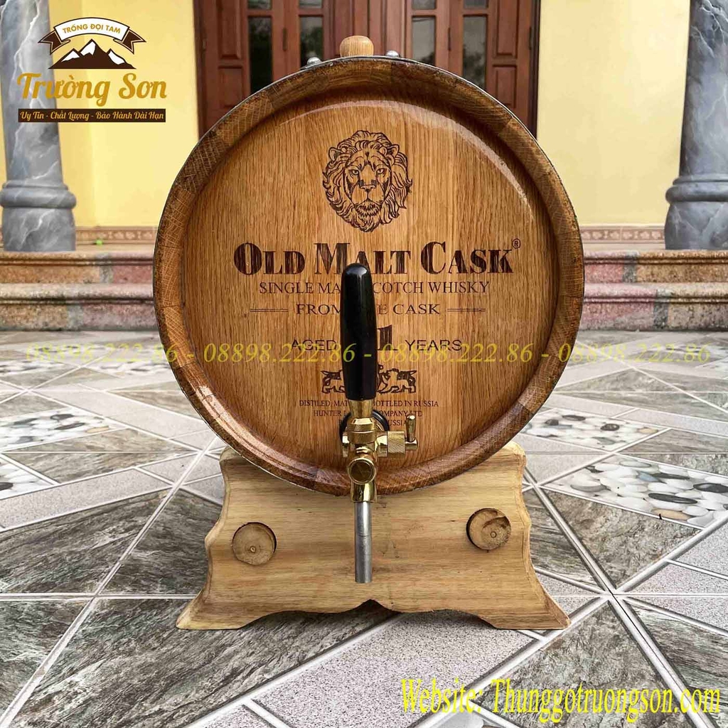 Thùng gỗ sồi 30 lít vòi crom cap cấp