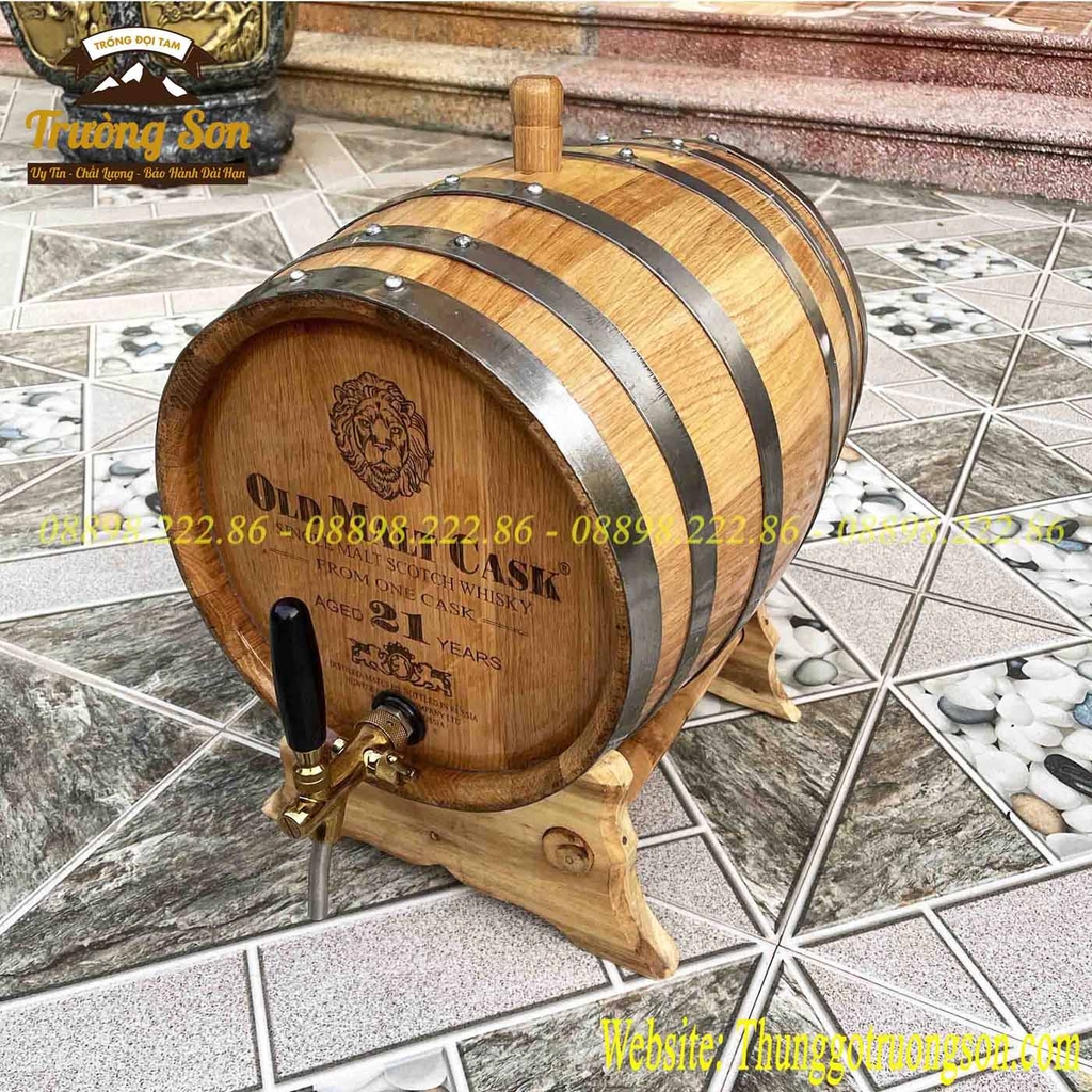 Thùng gỗ sồi 30 lít vòi crom cap cấp