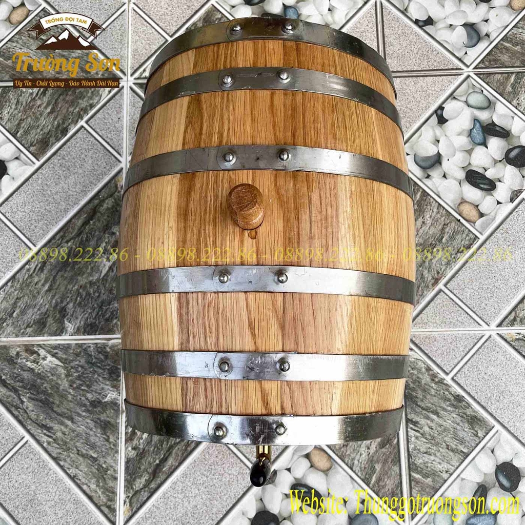 Thùng gỗ sồi 30 lít vòi crom cap cấp