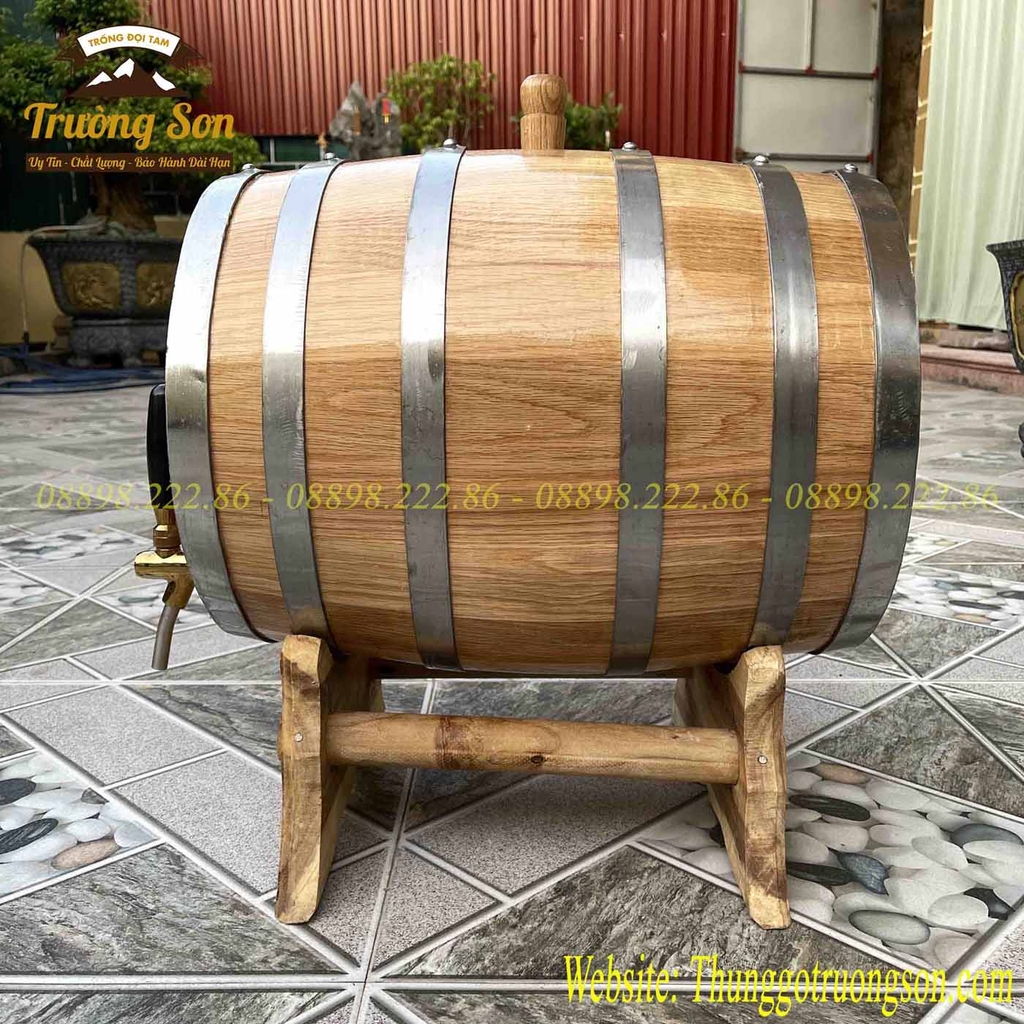 Thùng gỗ sồi 30 lít vòi crom cap cấp