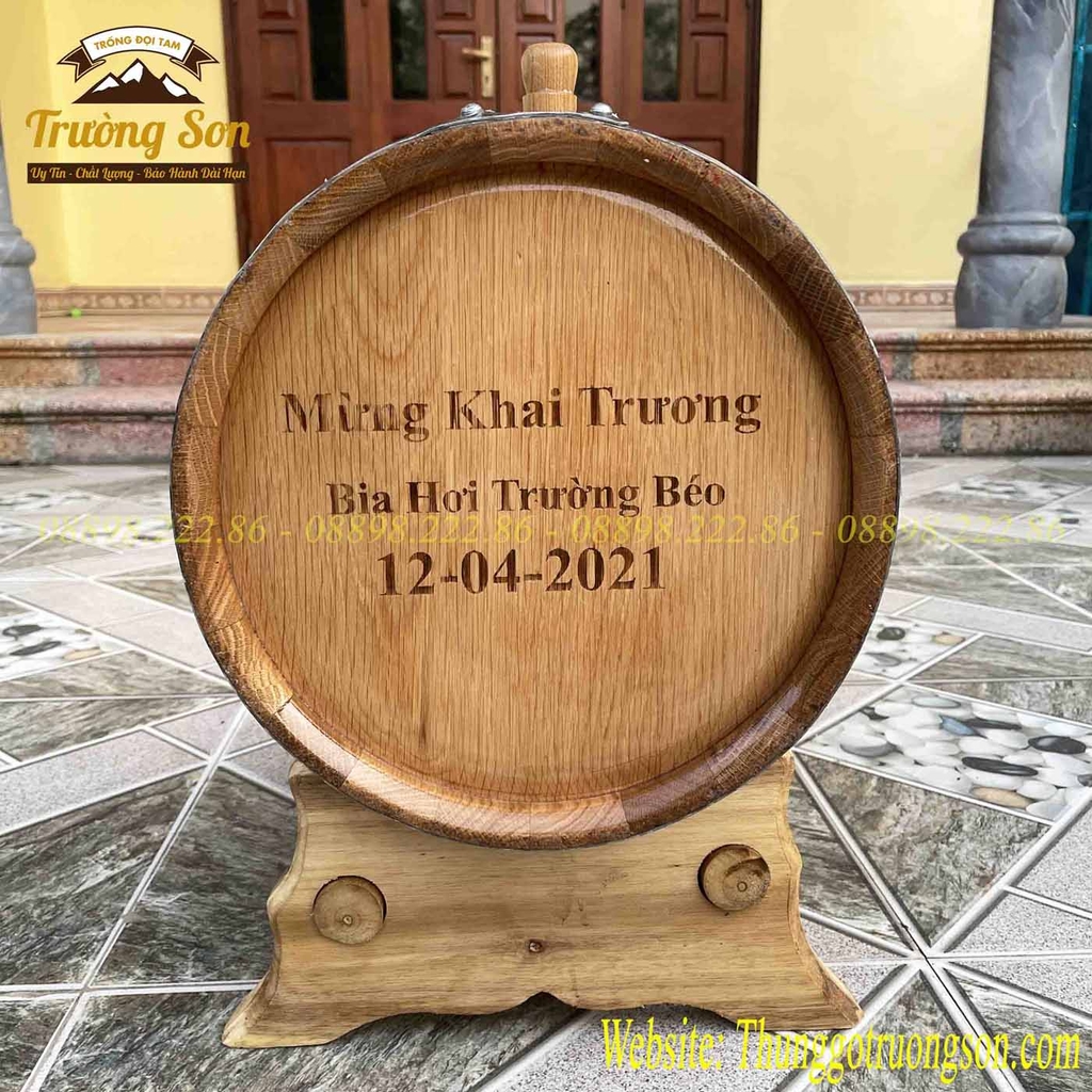 Thùng gỗ sồi 30 lít vòi crom cap cấp