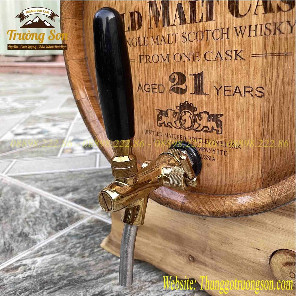 Thùng gỗ sồi 30 lít vòi crom cap cấp