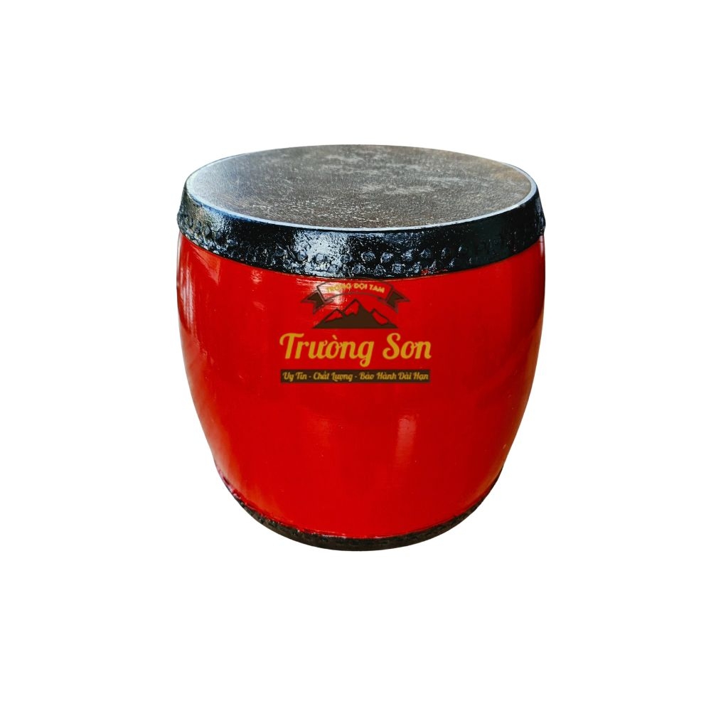 Trống Đế 16x16cm Tang Ghép Gỗ Mít Da Trâu Sơn Đỏ