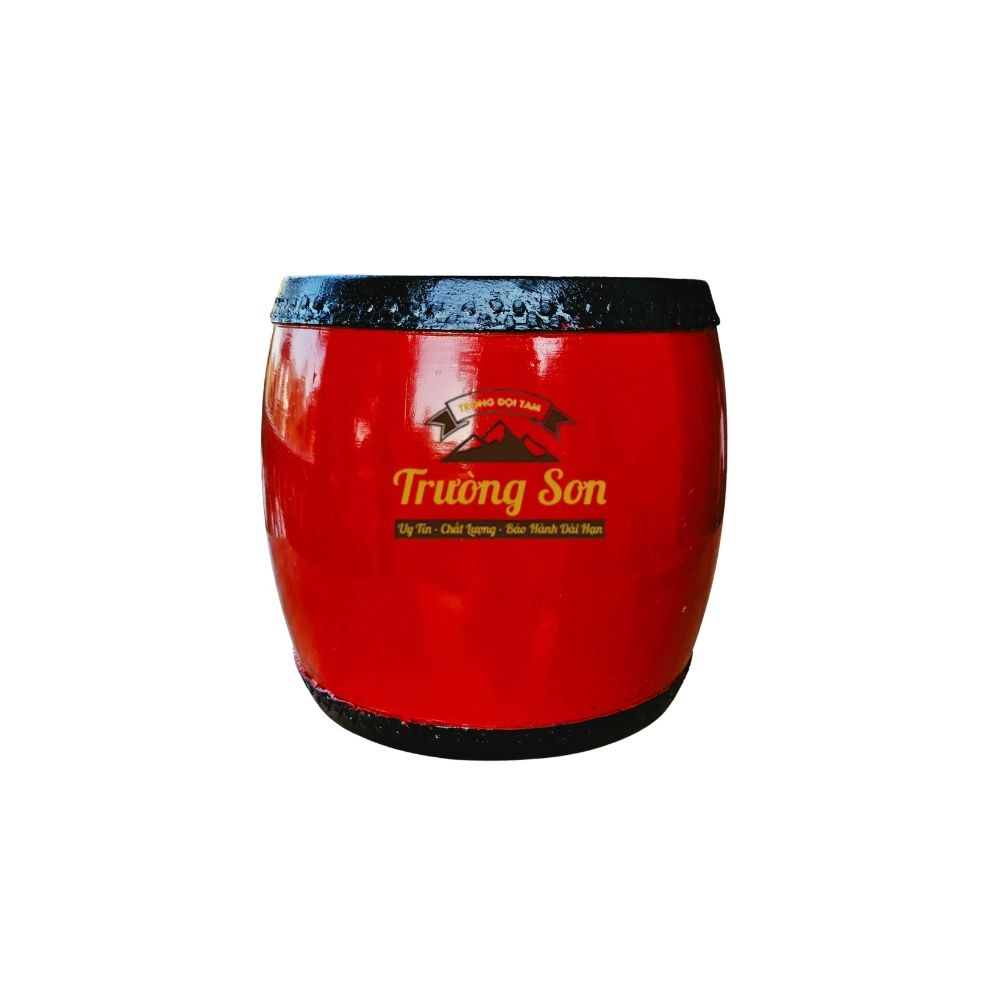 Trống Đế 16x16cm Tang Ghép Gỗ Mít Da Trâu Sơn Đỏ