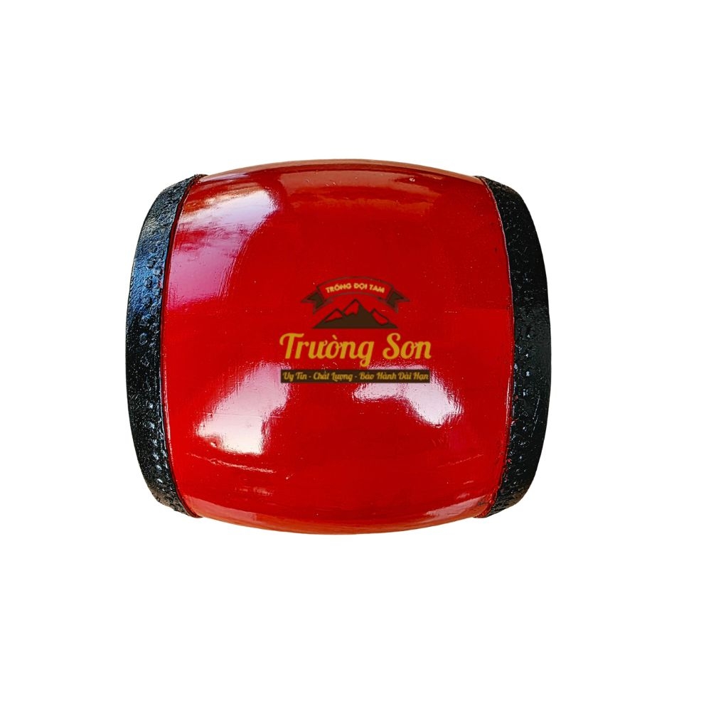 Trống Đế 16x16cm Tang Ghép Gỗ Mít Da Trâu Sơn Đỏ