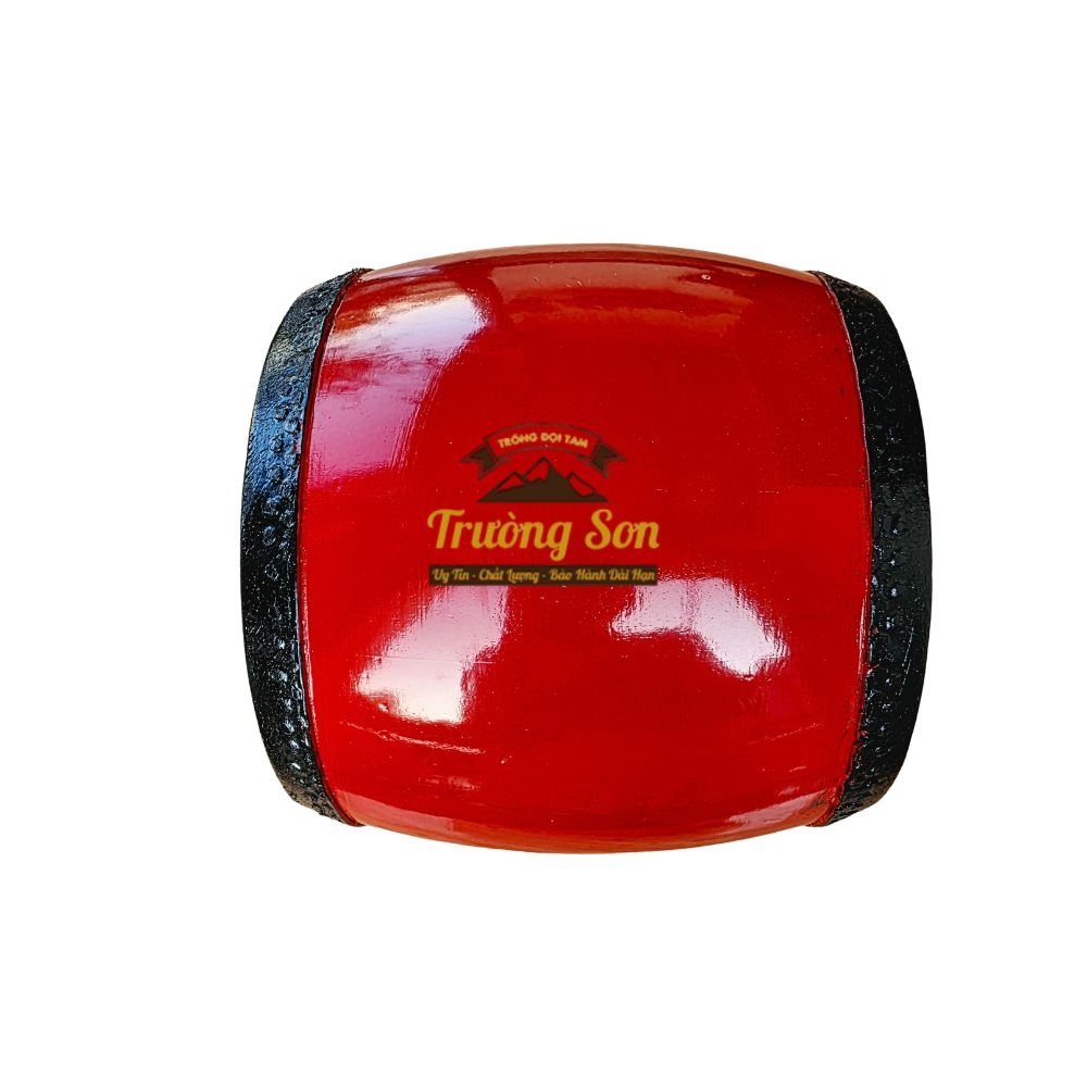 Trống Đế 20×20cm Tang Ghép Gỗ Mít Sơn Đỏ – Mặt Da Trâu