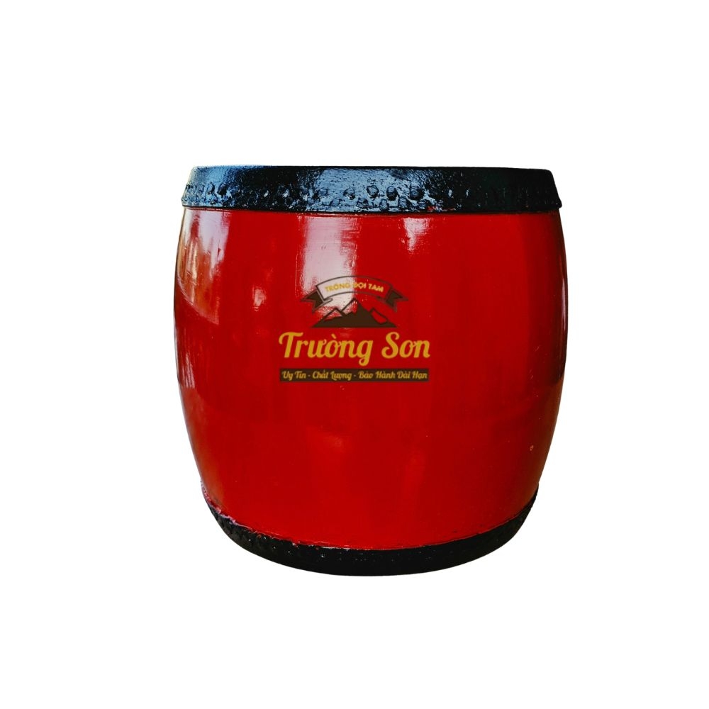 Trống Đế 20×20cm Tang Ghép Gỗ Mít Sơn Đỏ – Mặt Da Trâu
