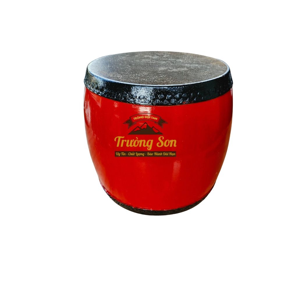 Trống Đế 20×20cm Tang Ghép Gỗ Mít Sơn Đỏ – Mặt Da Trâu