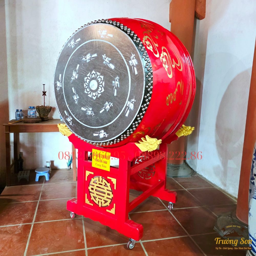 Trống Đình Chùa 100×120cm – Trống Đại Gỗ Mít Da Trâu