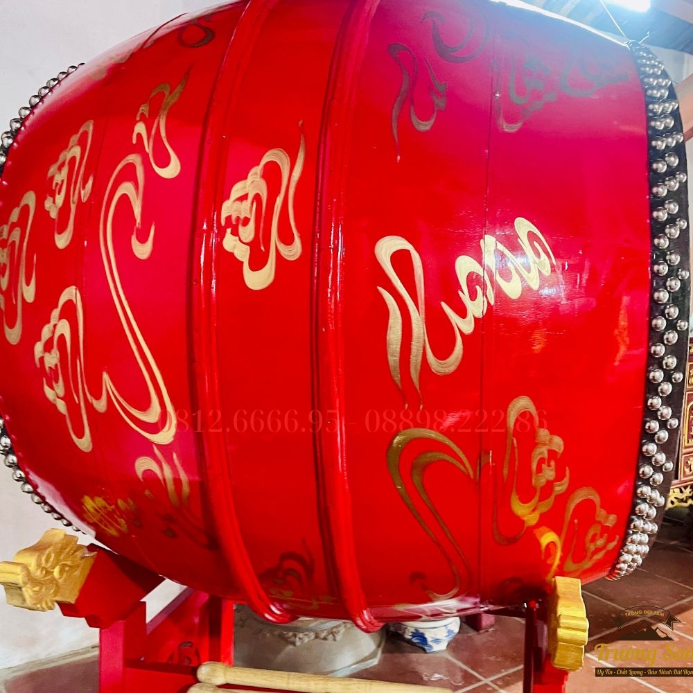 Trống Đình Chùa 100×120cm – Trống Đại Gỗ Mít Da Trâu