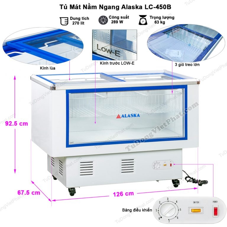 Tủ mát nằm ngang Alaska LC-450B (tủ đông mềm)