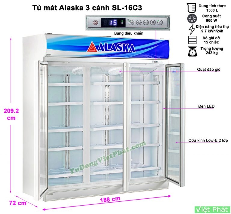 Tủ mát Alaska LC-1500C3 1600 lít 3 cánh