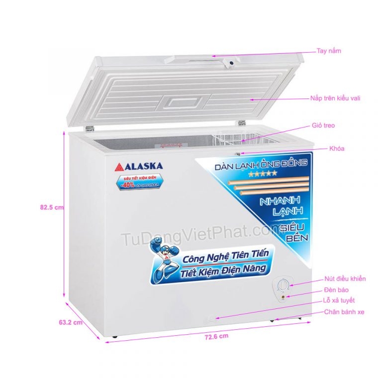 Tủ đông mini 200L Alaska BD-200C 1 ngăn đông dàn đồng