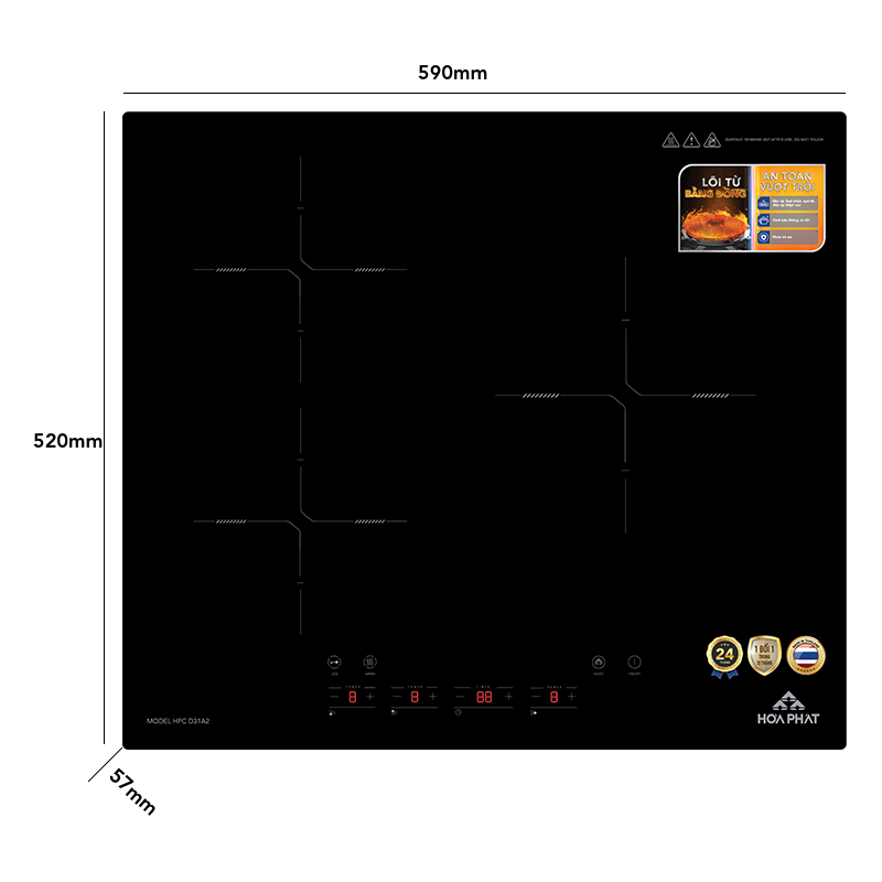 Bếp từ ba điều khiển cảm ứng chạm