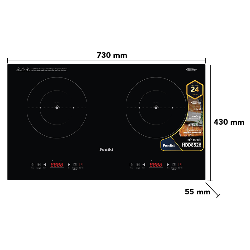 Bếp từ đôi bảo vệ khi đun sôi khô, chân chống trượt an toàn