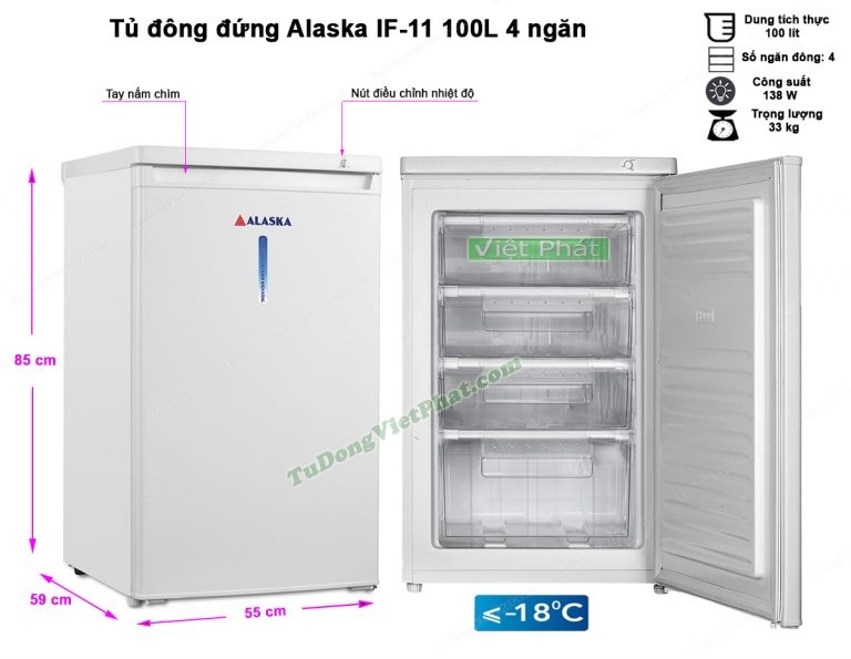 Tủ đông đứng Alaska IF-11, 110 lít