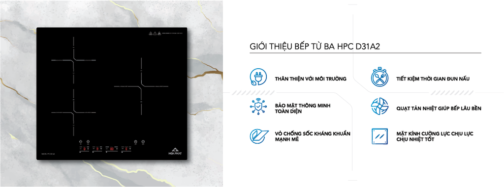 Bếp từ đôi mặt kính cường lực Kanger chịu lực, chịu nhiệt cao