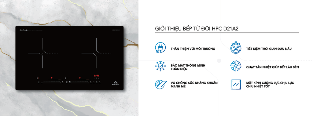 Bếp từ đôi chức năng Booster tăng cường công suất giúp nấu nhanh hơn