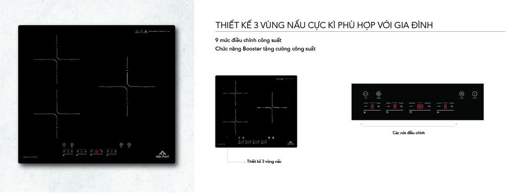 Bếp từ ba 9 mức điều chỉnh công suất