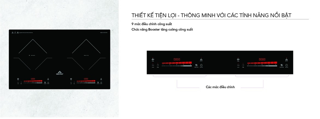 Bếp đôi điện từ kết hợp hồng ngoại Hòa Phát HPC H21A2