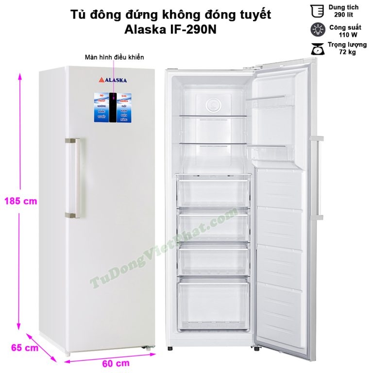 Tủ đông đứng Alaska IF-290N, 290 lít không đóng tuyết