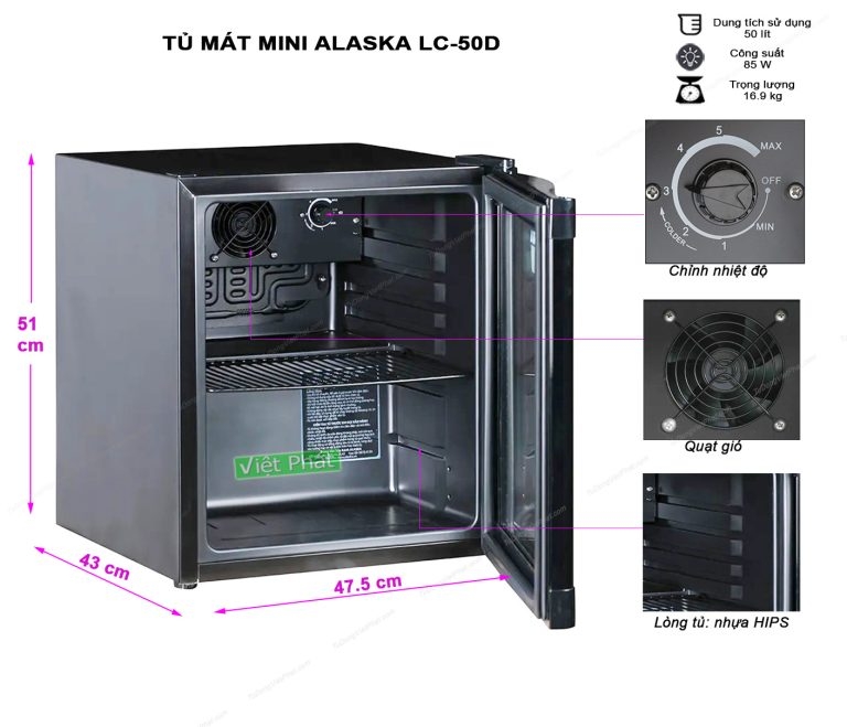 Tủ mát mini 50 lít Alaska LC-50D mầu đen