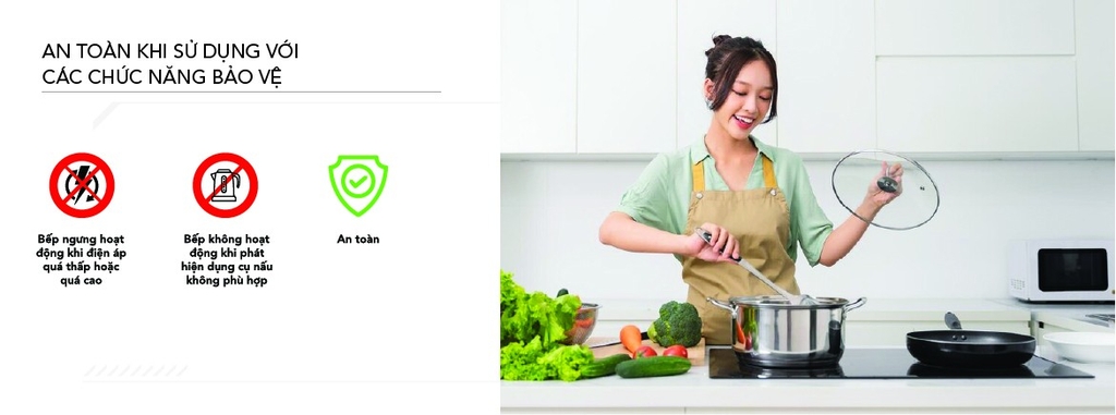 Bếp từ đôi có đèn LED hiển thị công suất/nhiệt độ/thời gian