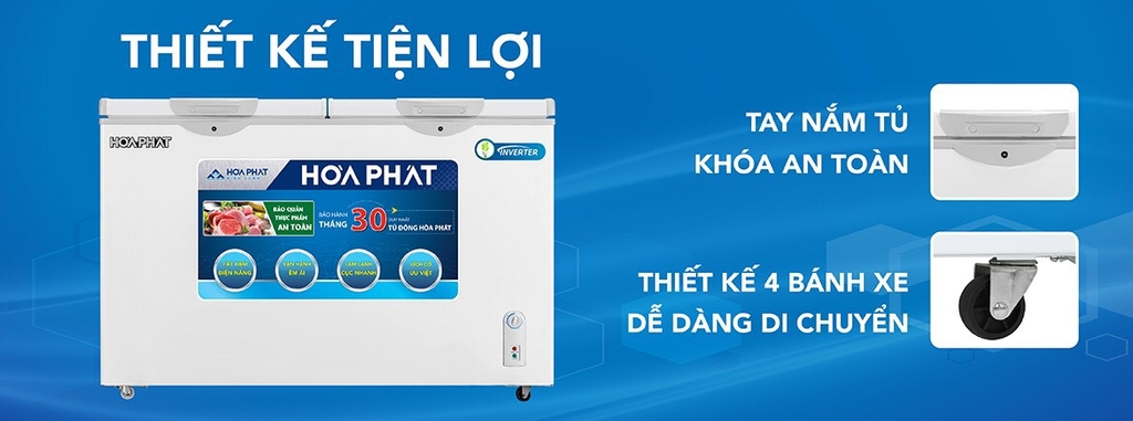 Tủ 1 ngăn đông 660l 2 cánh hòa phát
