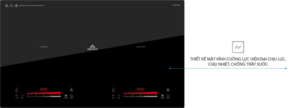 Bếp đôi điện từ kết hợp hồng ngoại cuộn dây mâm từ bằng đồng nguyên chất cao cấp