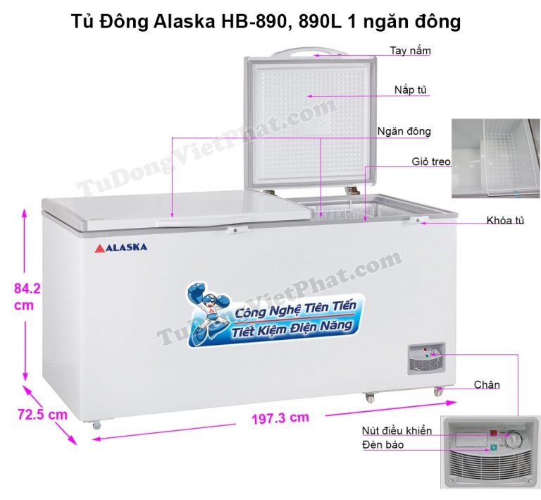 Tủ đông Alaska HB-890 890L 1 ngăn đông