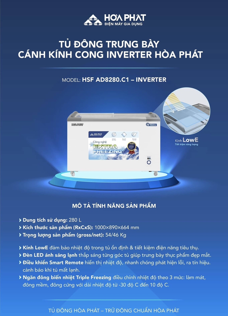XẢ KHO 3 MẪu Tủ kính cong Hoà Phát Giá Rẻ