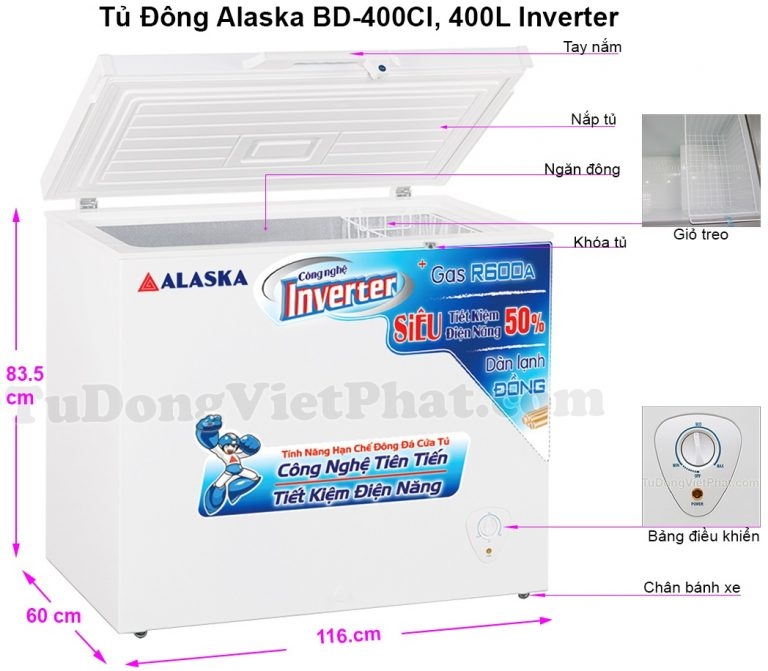 Tủ đông Alaska BD-400CI 400L Inverter 1 ngăn đông