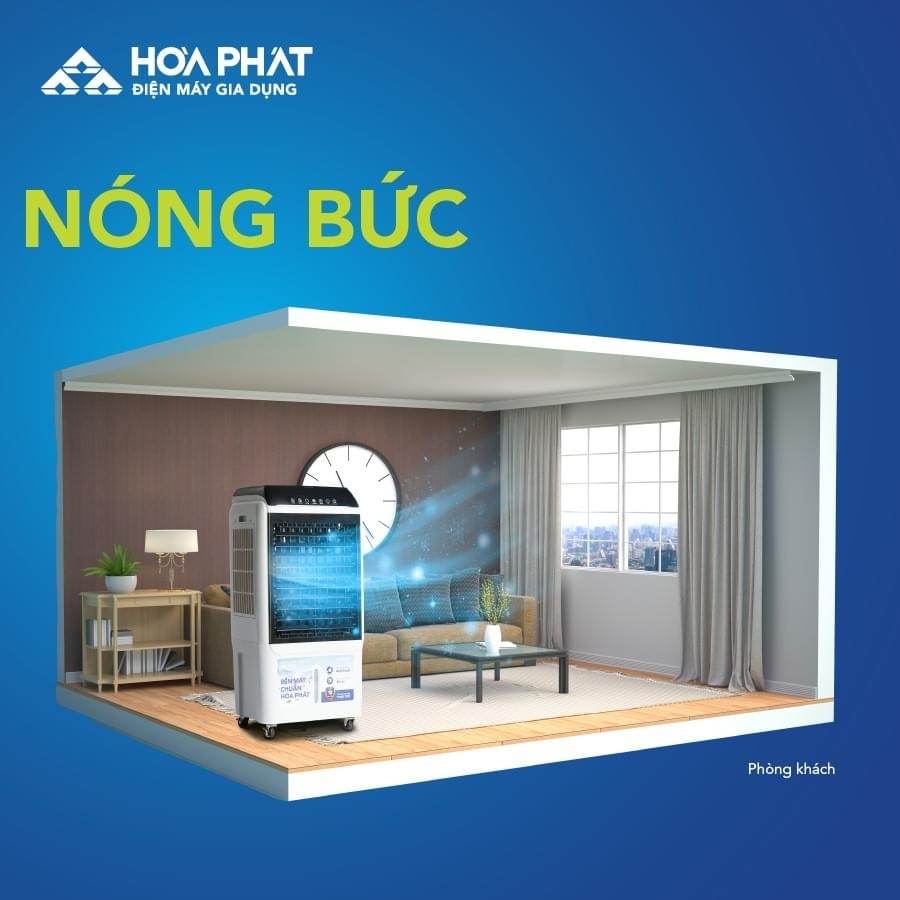 Quạt điều hoà hơi nước hoà phát 0331 lọc không khí- tạo ion - kháng khuẩn