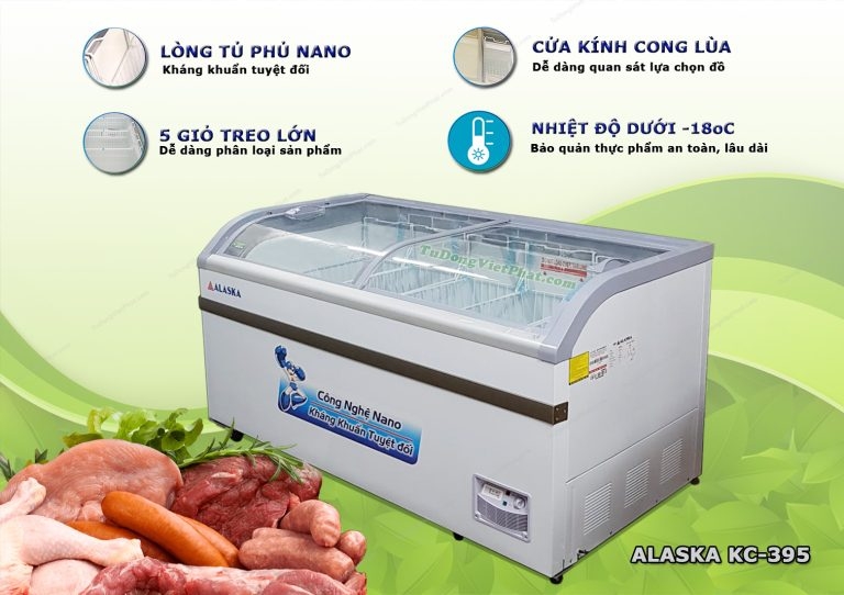 Tủ đông Alaska KC-395 mặt kính cong