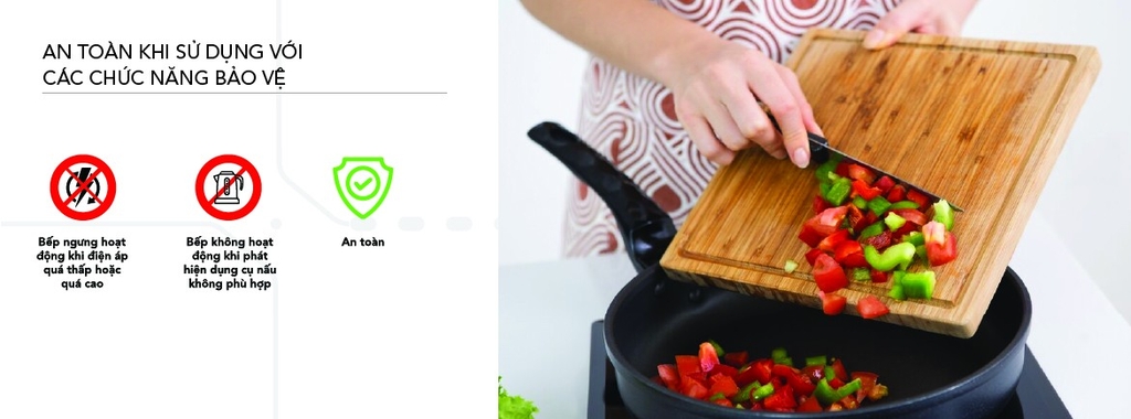 Bếp từ đơn cảnh báo và tự động tắt khi không có dụng cụ nấu