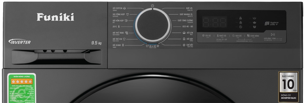 Máy giặt cửa trước 15 chương trình giặt đa dạng, bảng điều khiển tiếng Việt với thiết kế cảm ứng hiện đại, dễ dàng thao tác