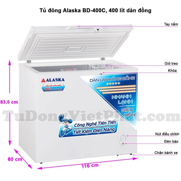 Tủ đông Alaska BD-400C 400L 1 ngăn đông dàn đồng