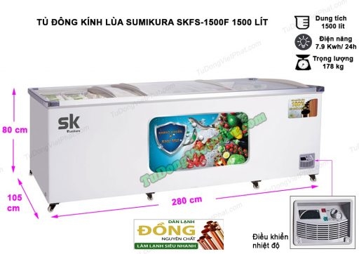 Tủ đông kính lùa Sumikura SKFS-1500F, 1500 lít