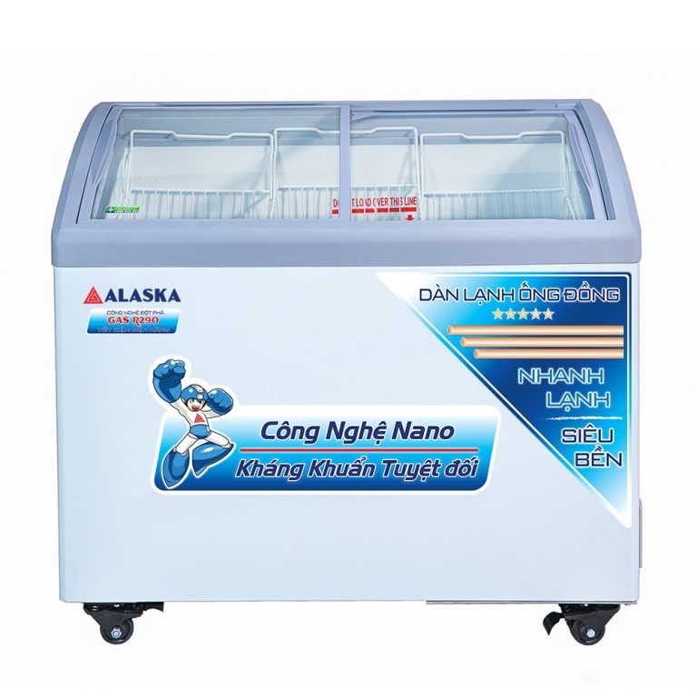 Tủ kem Alaska KC-210C mặt kính cong 210 lít dàn đồng