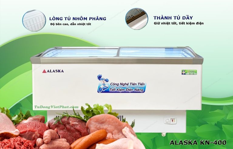 Tủ đông Alaska KN-400 mặt kính cong