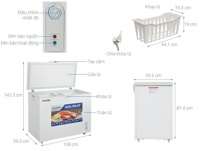 Tủ đông Hòa Phát 1 ngăn 1 cánh HCF 516S1Đ1 516 lít 1 ché độ đông