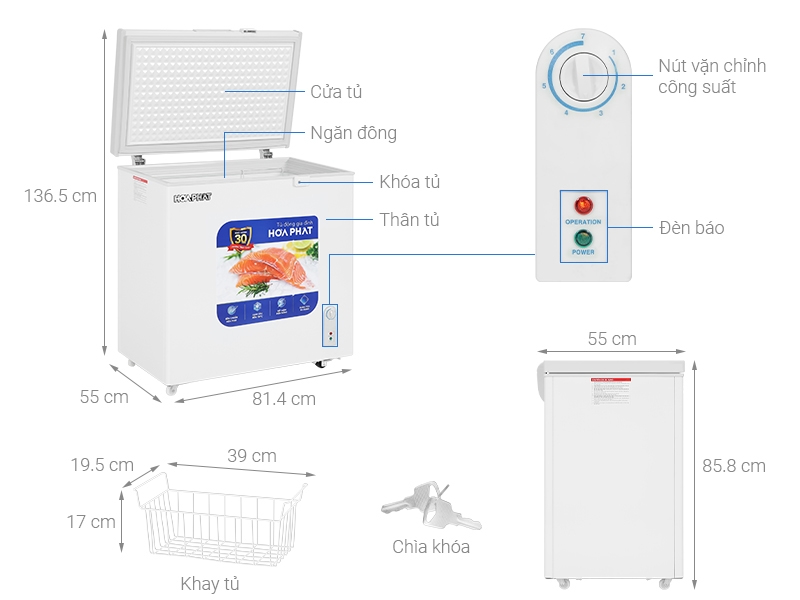 Tủ đông mini Hòa Phát 1 ngăn 1 chế độ đông HPF AN6162 200 lít