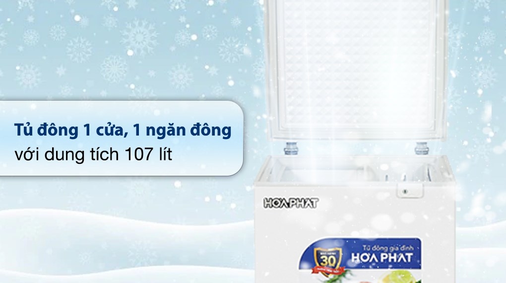 Tủ đông Hòa Phát mặt kính 1 ngăn 1 cánh HPF AD6107.T1 100 lít