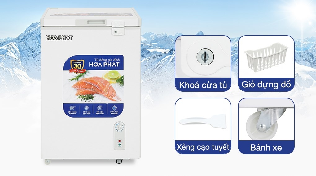 Tủ đông Hòa Phát mặt kính 1 ngăn 1 cánh HPF AD6107.T1 100 lít