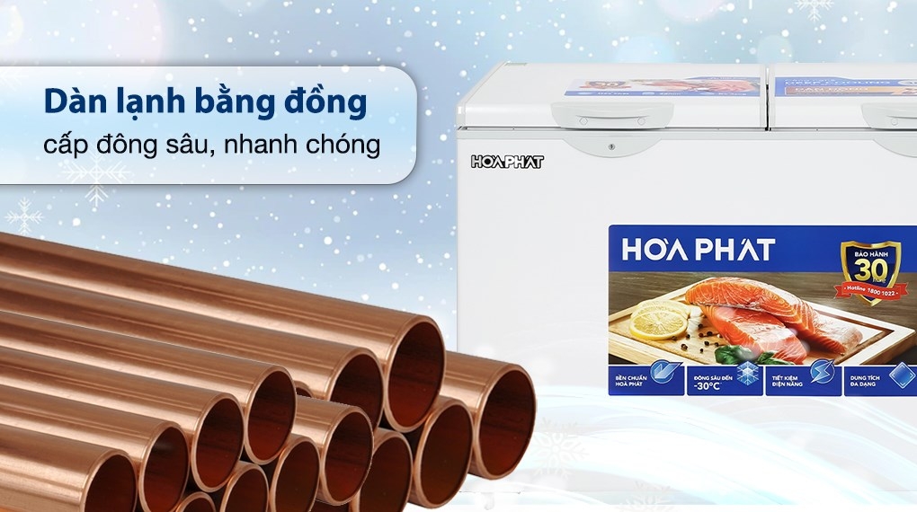 Tủ đông Hòa Phát cánh kính 1 ngăn 2 cánh HPF AD6352.T1 400 lít
